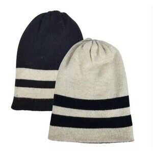 Hat Attack Men’s Reversible Ribbed Stripe Beanie New